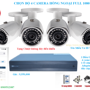 BỘ TRỌN GÓI 4 CAMERA IP VISION  CAO CẤP Full HD