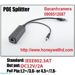 POE Splitter IEEE 802.3af với đầu ra 12V/2A cho Camera IP